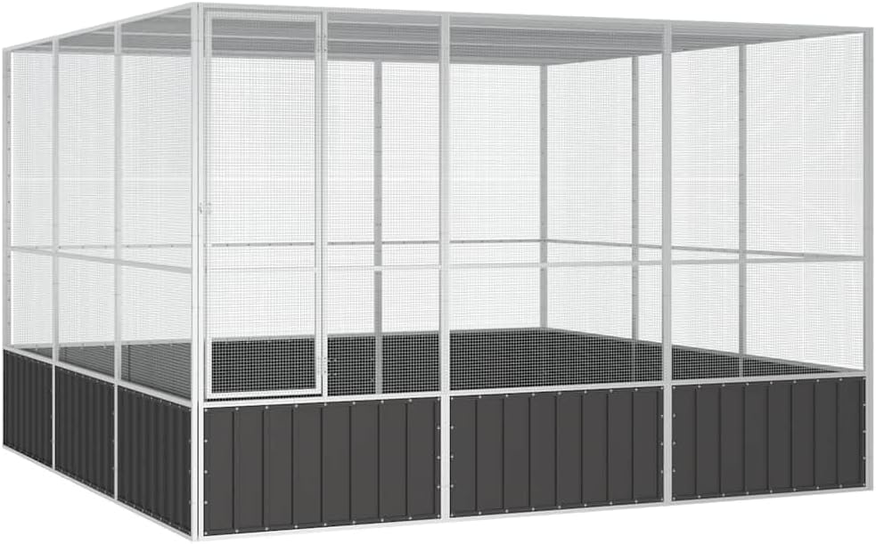 vidaXL Bird Cage Anthracite 119.1"x127.8"x83.3" Galvanized Steel