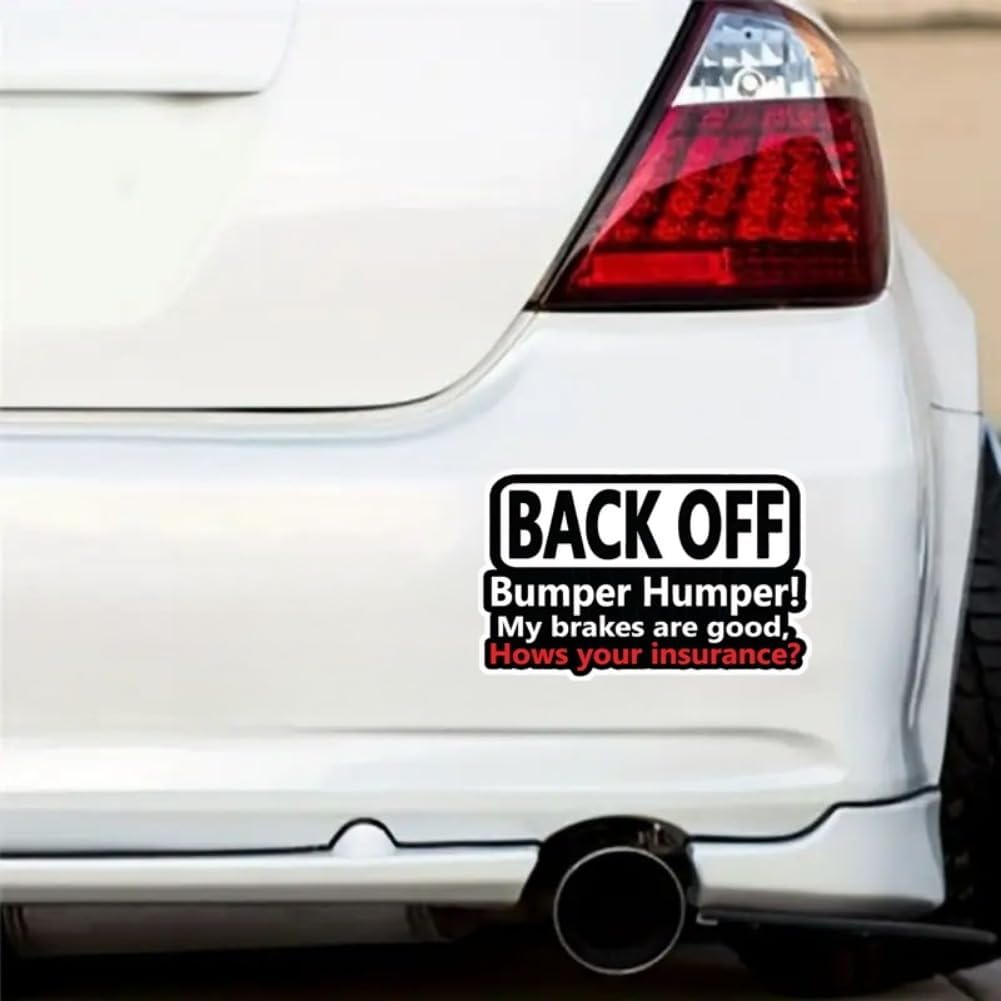 2pcs Back Off Bumper Humper Humorous Warning Messages Vinyl Car Stickers, 5.91"x3.74", Durable Exterior Decal for Rear Windsheild, Bumper of Vehicles | #AZ201 - Image 6