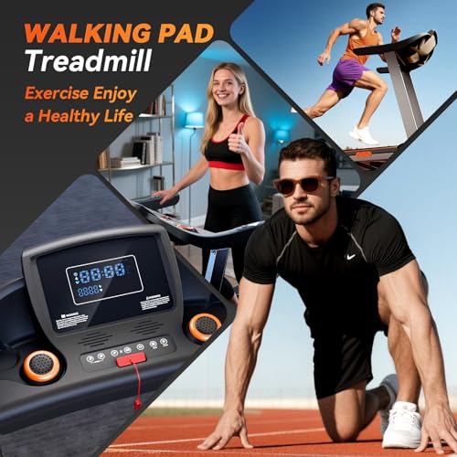 Image of 8.7MPH Treadmills for Home, 0%-15% Incline Walking Pad Treadmill with Auto-Folding, 3.5HP Wide Running Area Supports Up to 300lbs User Weight, Bluetooth & Pulse Monitor (Silver)