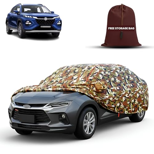 Image of MORNYRAY Car Cover for Maruti Fronx | Fully Waterproof Car Body Cover | with Mirror & Antenna Pocket | Dustproof, Windproof & Anti-Scratch Lining, Camouflage