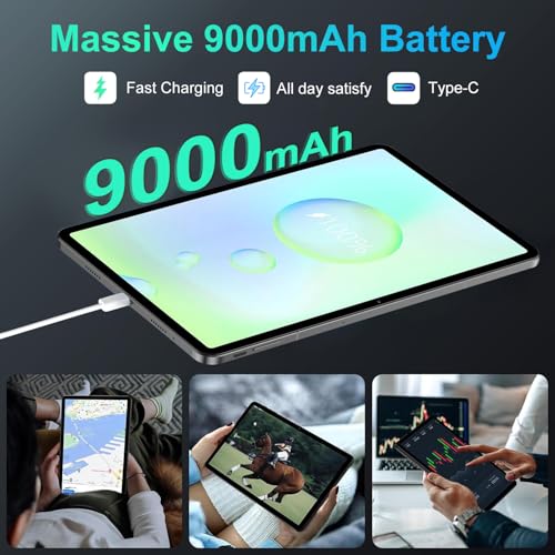 Image of JIMTAB 2K Vivid Tablet, Smooth HD 4K Video 11 inch Android 14 Tablets, 18GB+128GB Octa Core Gaming Tablet, 3 Camera, Large 9000mAh, Hi-Res Stereo 4 Speakers, Split Screen, Face Recognition (Dark Gray)