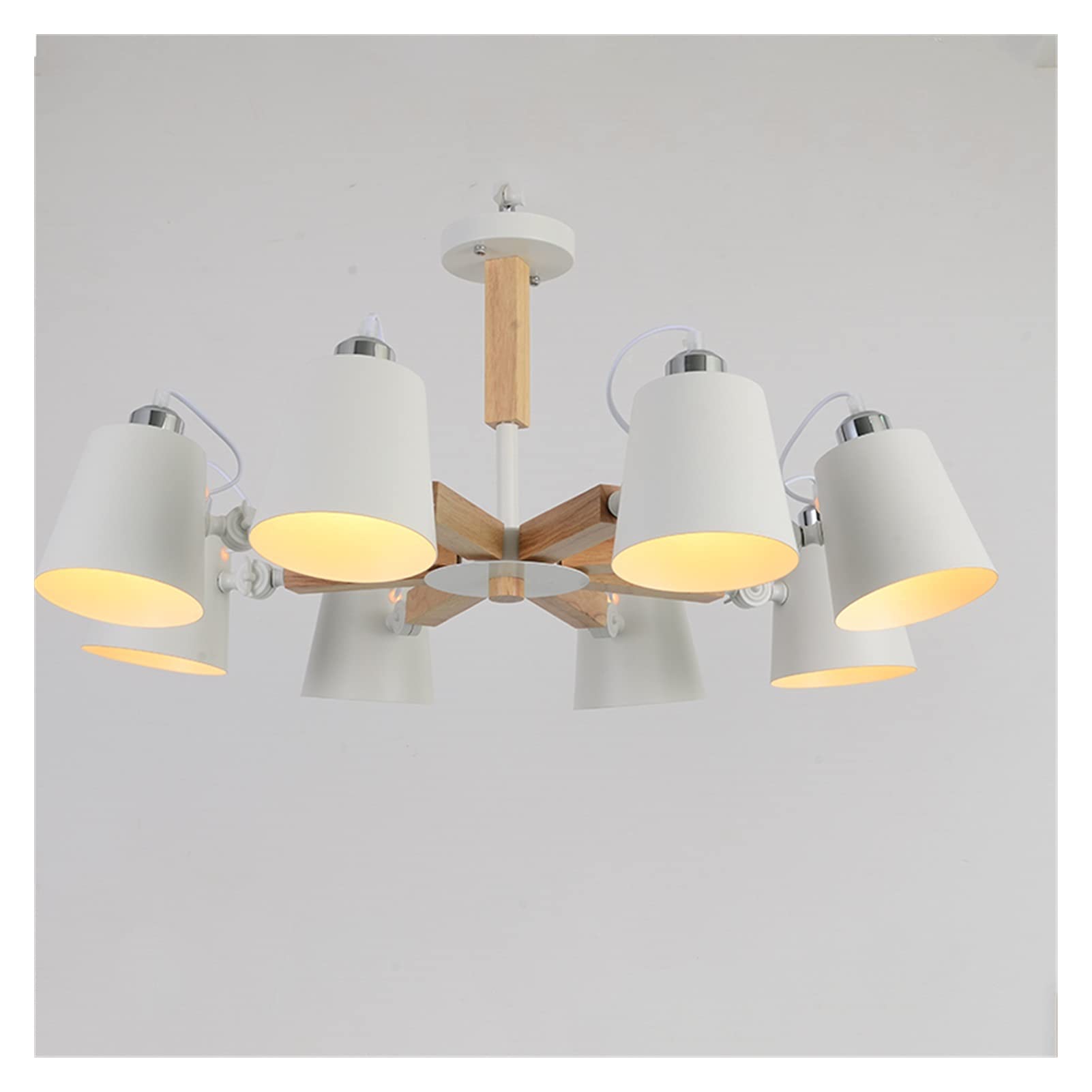 Daoke Chandelier, Hanging Chandeliers Wooden Nordic Rotating LED Chandelier Dining Room Living Room Bedroom Chandelier Hotel Apartment Decorative Lighting