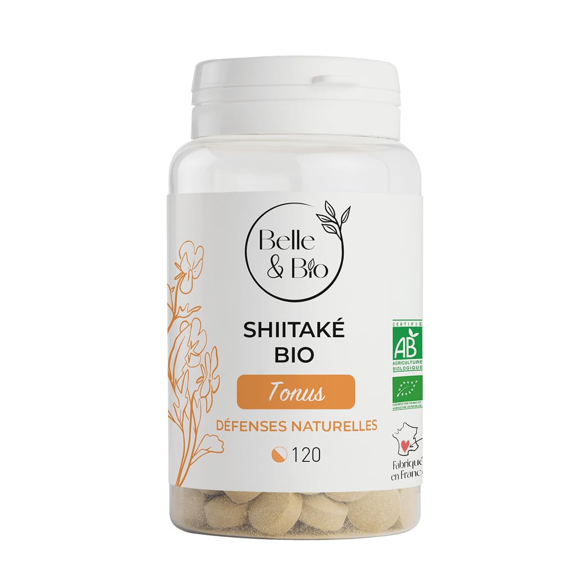 DEFENSES NATURELLES & BOOST IMMUNITE - Extrait de Shiitake Bio 62.5 Mg/Comprimé - Certifié Bio Par Ecocert - 120 comprimés. Fabriqué en France
