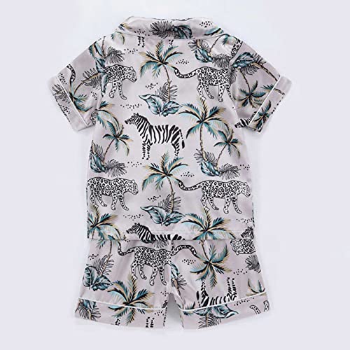 Baby Girls Boys Silk Satin 𝐏ajamas 2 Piece Button-Down Clasic 𝐋oungewear Silk Sl𝐞epwear Toddler Summer Cartoon 𝐏js2