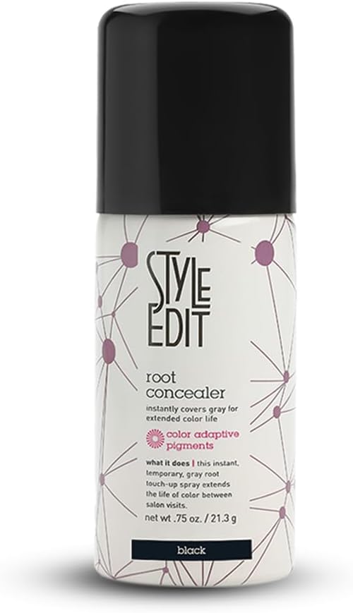 Style Edit Travel Size Root Touch Up Spray | Temporary Hair Color for Gray Roots and Thinning Hair | Salon-Quality, Transfer-Resistant Hair Concealer | Black, 0.75 oz