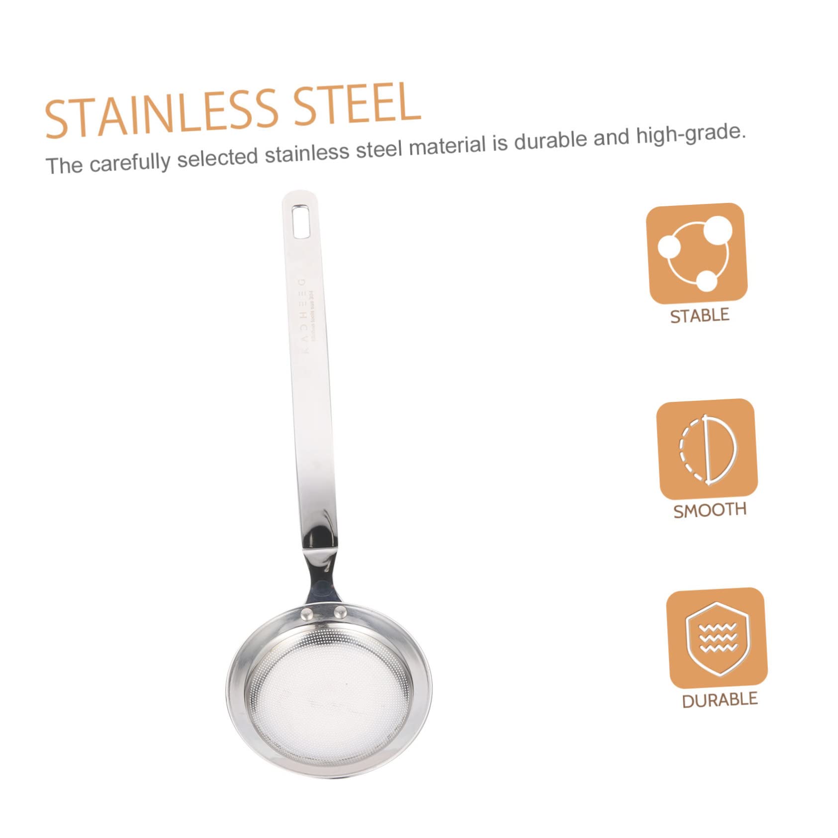 OUNONA Stainless Steel Fat Filter Spoon Multi Function Mesh Strainer for Grease Oil Ergonomic Handle for Easy Holding for Home Kitchen Restaurant Cooking