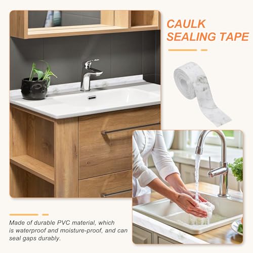 Image of PATIKIL Caulk Tape Waterproof Self Adhesive, PVC Toilet Caulking Sealant Strip Bathtub Caulk Sealing Strip Tape for Bathroom Kitchen Countertop, Slate Stone Pattern (1.5 Inch x 16.4 Ft)