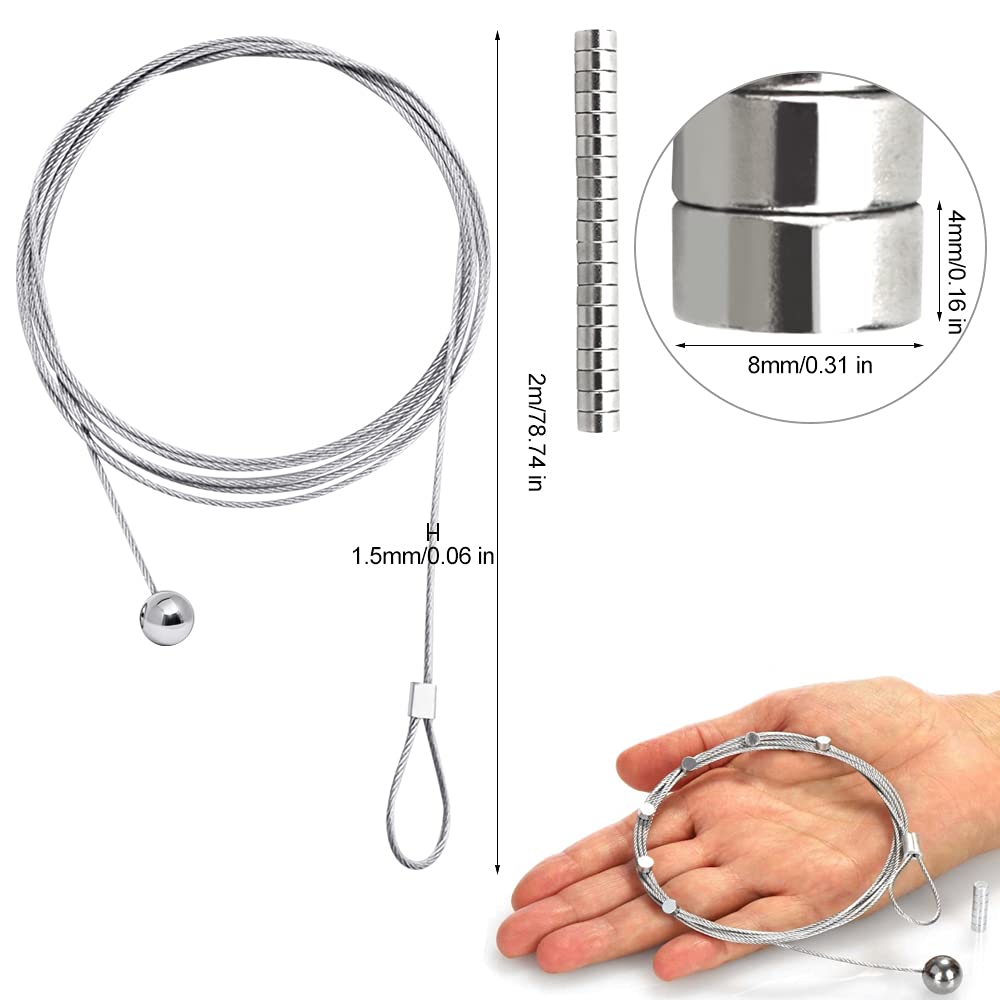 Filo Per Appendere Foto Con Magneti - 4 Pezzi Da 2m, Acciaio, 48 Magneti, Regolabile