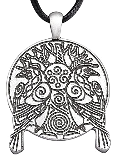 HAQUIL Raven Necklace, Viking Huginn and Muninn Tree of Life Pendant, Norse Jewelry Gift for Men and Women2