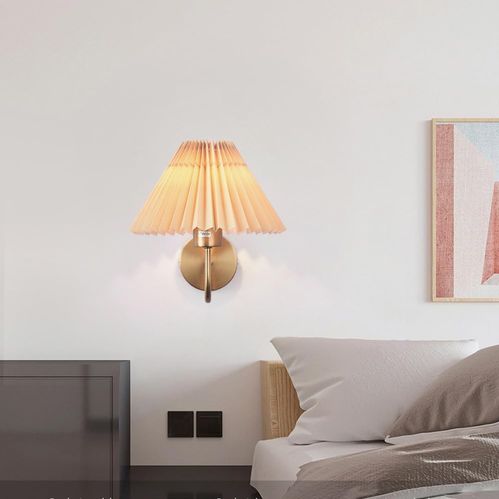 Applique da Parete per Interni A Batteria, Set di 2 Lampade da Parete LED Dimmerabili Senza Fili con Telecomando, Paralume in Tessuto, per Camera da Letto, Soggiorno, Testiera