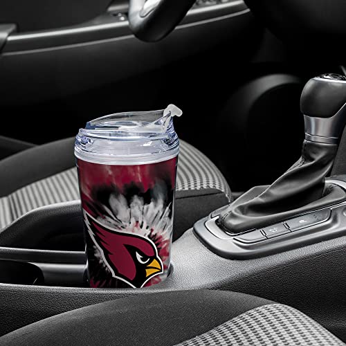 Image of Rico Industries NFL Football Glitter 24oz Acrylic Glitter Tumbler with Hinged Lid, Officially Licensed Double Wall Tumbler with Straw