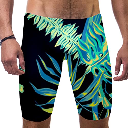 Maillot de bain long pour homme séchage rapide motif feuilles tropicales multicolores