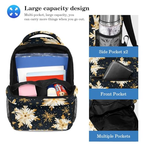 Ensemble sac à dos 2 pièces grande capacité avec trousse à crayons flocons dorés - 3