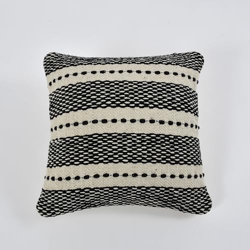 Image of TIB Premium Boho Decorative Throw Cushion Covers, 16 x 16 cm, Set of 2, Cotton. (Black Lines)-230 TC