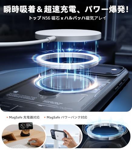undefined TORRAS iPhone 17 Pro Max 用 ケース【多機能一体・360°新定点回転スタンド】 Magsafe対応 【Ostand Q3 Spin】高耐久性 耐衝撃 ゼンマイ式スタンド リング マグネット搭載 急速充電対応 指紋防止 ブラック の商品画像 4
