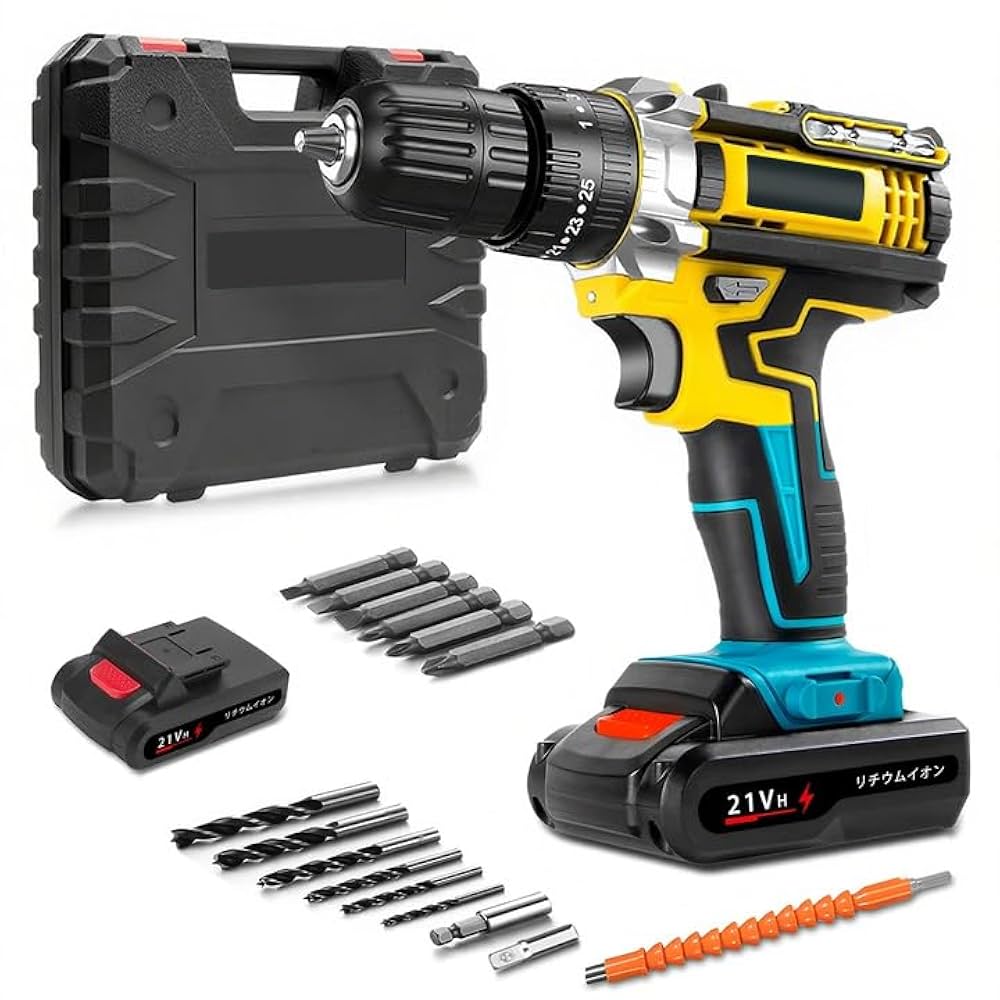 Amazon.co.jp: 電動ドライバー 電動ドリル 21V 最大35N.m 25+3