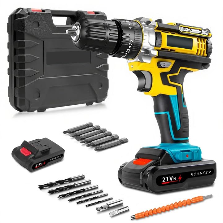 Amazon.co.jp: 電動ドライバー 電動ドリル 21V 最大35N.m 25+3