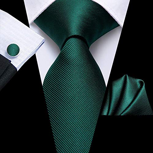 Image of Dubulle Mens Paisley Floral Silk Tie for Men Striped Necktie and Pocket Square Cufflinks Set Wedding Business