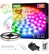 Lepro LED Strip 5M, LED Streifen Musik Lichterkette mit Fernbedienung, 5050 SMD 150 LEDs Band Lic...