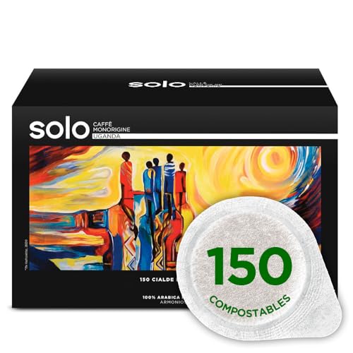 SOLO - Caffè Monorigine Uganda, Cápsulas E.S.E. 44 mm, 150 cápsulas Monodosis, 100% Arábica Natural, Compostable