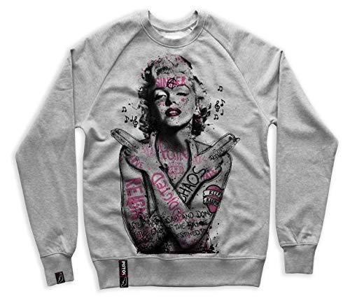 Pistol Boutique - Sudadera para hombre, diseño de marilyn Monroe, color gris claro Gris gris S
