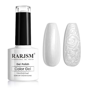 RARJSM Pearl Gel Nail Polish, Silver Glitter Drawing GelPolish Soak Off UV Shimmer Mermaid Nail Gel for Salon Home DIY Manicure Use