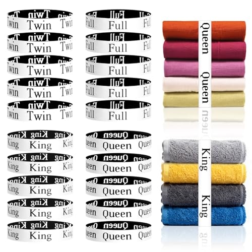 CXIIPOL 20 Pack Bed Sheet Organizer Bands, Bed Sheet Size Label Bands for Closet Organizater and Storage, Fully Elastic Linen Labels for Organizing Bed Sheets, Duvets, Quilts (King Queen Twin Full) CXIIPOL 20 Pack Bed Sheet Organizer Bands, Bed Sheet Size Label Bands for Closet Organizater and Storage, Fully Elastic Linen Labels for Organizing Bed Sheets, Duvets, Quilts (King Queen Twin Full)