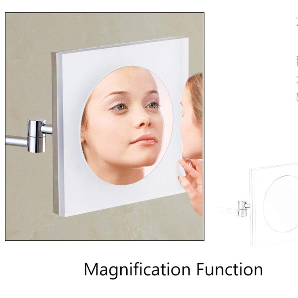 Espejo de maquillaje montado en la pared con Luces LDE, Espejo de baño de pared con lupa, Espejo de Una Cara, giratorio de 360 grados, brazo extensible, Acero inoxidable, para Niñas (enchufe