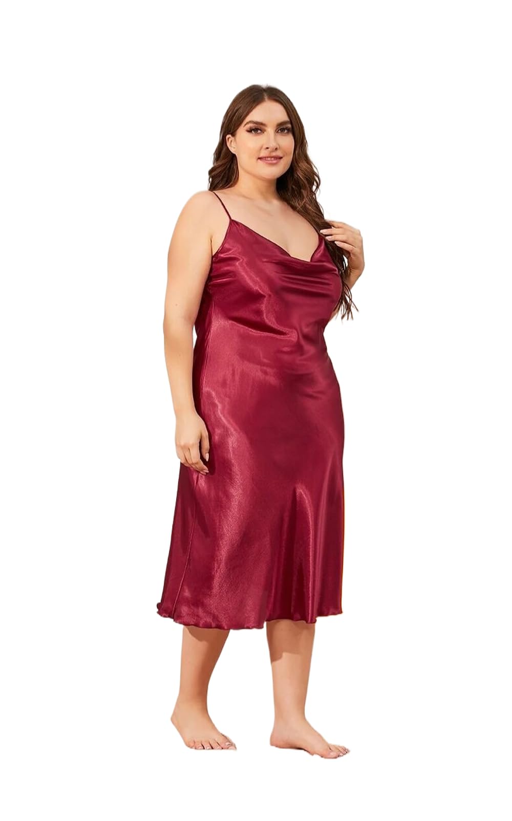 Camisón para Mujer - Ropa De Dormir De Talla Grande para Mujer, Vestido para El Hogar, Camisón De Satén Sólido Fino, Ropa De Dormir De Verano, Vestidos Sexis De Talla Grande, Camisón