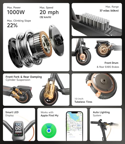 Image of NAVEE GT3 /ST3 Series Electric Scooter, 20 /25 MPH Top Speed, 47 /38 /30 Miles Max Range, 1000W /1350W Motor with Dual Suspension, 10 inch Tires All Terrain, Heavy Duty, Foldable for Adults Teens (UL2272)