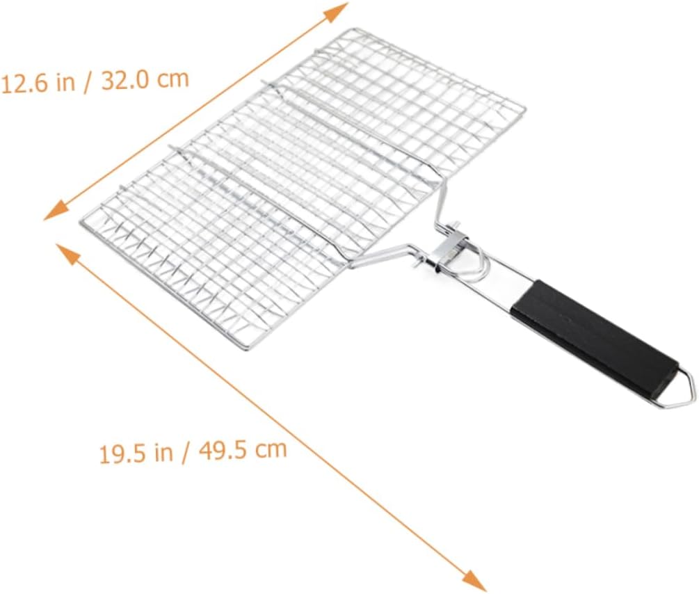 Stainless Steel BBQ Grill Basket Portable Foldable Rack for Outdoor Grilling Removable Design for Fish and Veggies for Picnics and Parties
