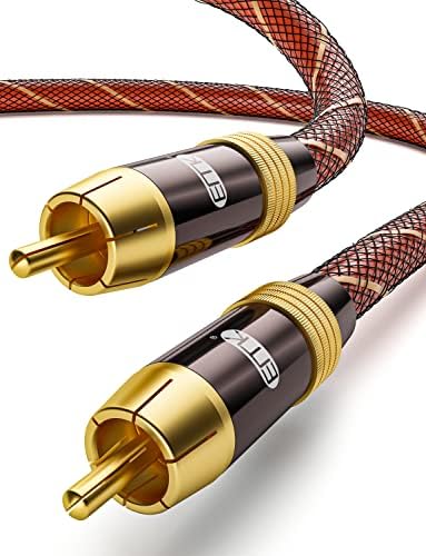 EMK® Digital Coaxial Audio Cable Subwoofer Cable RCA to RCA Cable - Dual Shielded - Gold-Plated - Orange (3Ft/1Meters)
