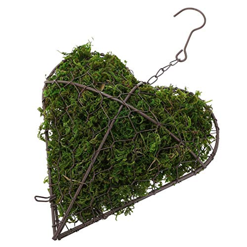 Nuxn Indoor Hanging Planter Holder Heart Shape Succulent Flower Pot Decor Basket Rustic Iron Wire Wreath Frame Succulent Pot Hanging Wall Air Plant Holder Garden Metal #TOP4