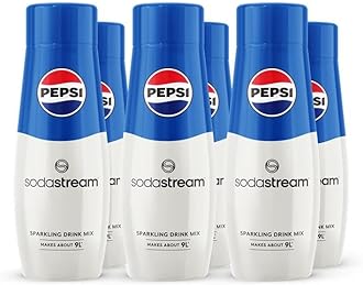 Flavours Pepsi Sparkling Drink Mix, Soda & Fizzy Drink Maker Concentrate, Original Recipe, Just Add Sparkling Water, Official Cola x SodaStream Syrup - 6 x 440ml Multi Pack
