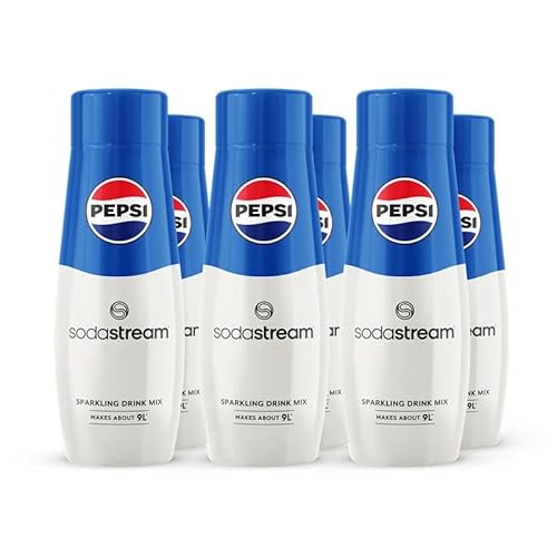 SodaStream Flavours Pepsi Sparkling Drink Mix, Soda & Fizzy Drink Maker Concentrate, Original Pepsi Recipe, Just Add Sparkling Water, Official Pepsi Cola x SodaStream Syrup - 6 x 440ml Multi Pack