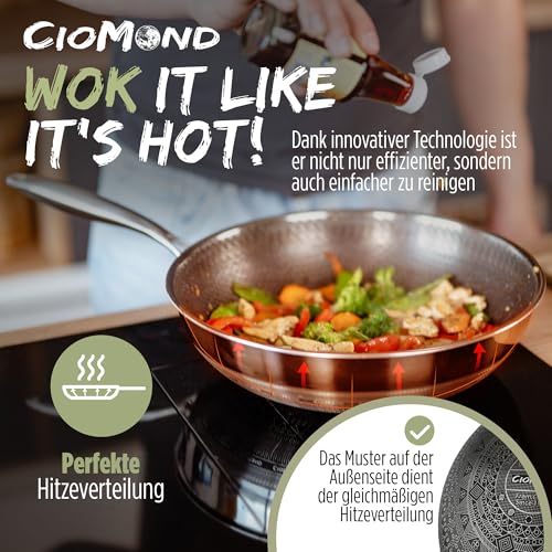Wokpfanne mit Deckel Ciomond 28 cm für Induktion, Elektro und Gas