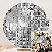 OERJU Luxurious Silver Round Backdrop Cover Polyester Not Real Glitter Sequin Silver Photography Background Circle Backdrop Birthday Baby Shower Anniversary Party Decorations Photo Booth Props 7.2ft