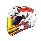 ★ Conception à double lentille rétractable: la lentille intérieure du casque adopte une conception antireflet noire et est conçue avec un interrupteur réglable, qui peut également être actionné d'une seule main. Il peut également être facilement conduit sous la lumière directe du soleil, vous permettant de conduire facilement dans n'importe quel environnement. Vous ressentez vraiment la joie de rouler