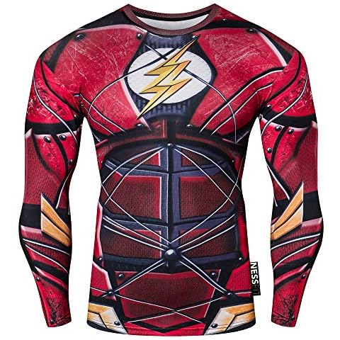 Nessfit Mens Compression Superhero Top Base Layer Gym Long Sleeve Running Thermal Sweatshirt Workout (X-Large, Superhero 9) Cover