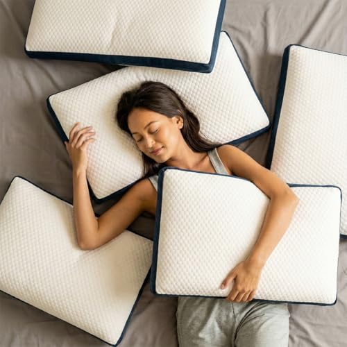 Image of Rectangle Orthopedic Memory Foam Contour Pillow for Neck, Shoulder & Cervical Pain Relief | Ergonomic Neck Support for Back, Side Sleepers | Washable Cotton Cover - White, 40 x 60 x 10 CM