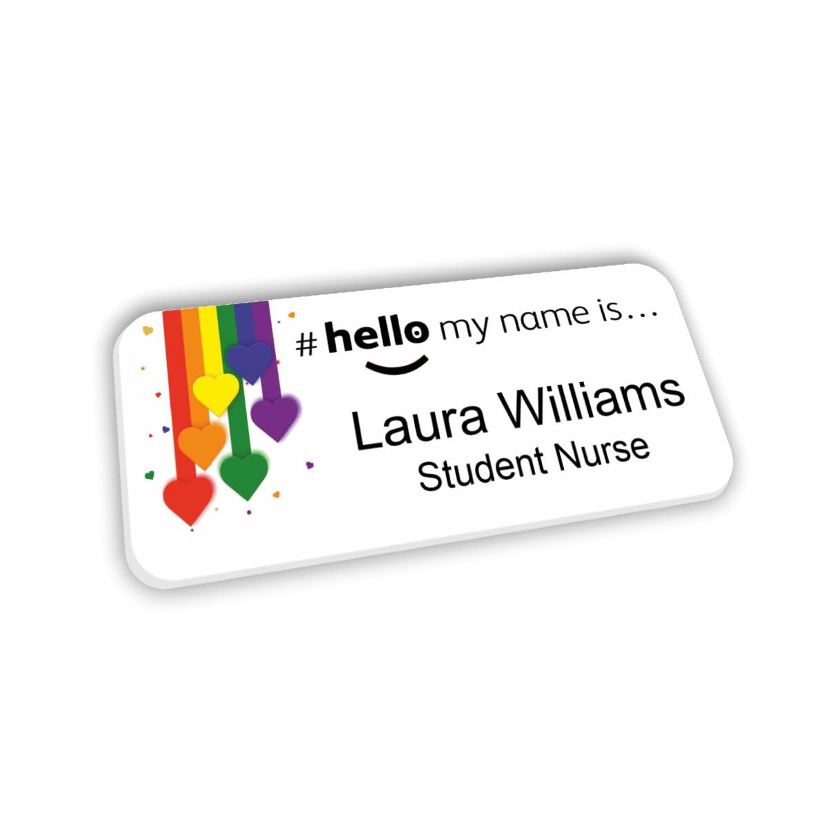 Hello My Name is Name Badge 76 x 32 mm Rainbow Arrow Hearts Doctor Student Doctor GP Healthcare Assistant Nurse Practitioner Clinical Medical