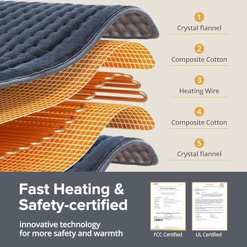 Heating Pad for Back Pain Relief, 17" X 33" XXX-Large Heating Pads for Cramps,Electric Heating Pad Xl with 6 Fast Heating Settings,Moist Dry Heat Options,Auto-Off,Machine Washable - Image 3