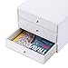 MyGift Executive 3-Drawer Leatherette Document Holder - Office Desk Filing Storage Box with Drawers, White