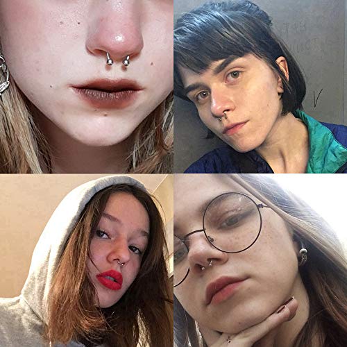 Modrsa Septum Rings Septum Piercing Jewelry 16G Septum Clicker Ring And Horseshoe Barbell Stainless Steel Captive Bead Ring Septum Nose Rings Hoop For Men Women Silver Black Rose Gold 8Mm 10Mm #TOP1