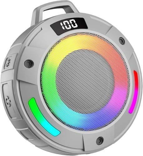 Image of Bluetooth Speaker, 2026 Portable Wireless Shower Speaker, Digital Display Portable Speaker with Detachable hook ,IPX7 Waterproof with LED Light, HD Sound & Bass for Bathroom, Pool, Beach & Outdoor