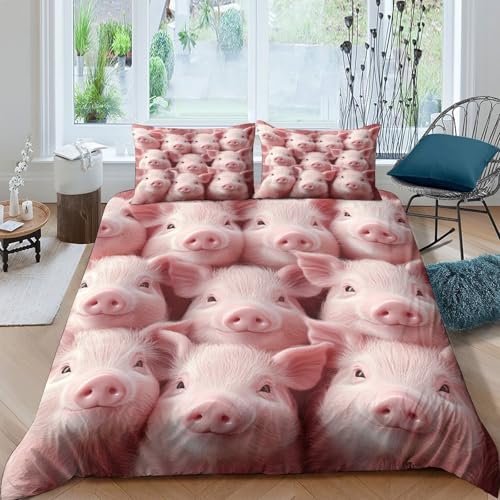 Housse de couette cochons 140x200 parure lit microfibre