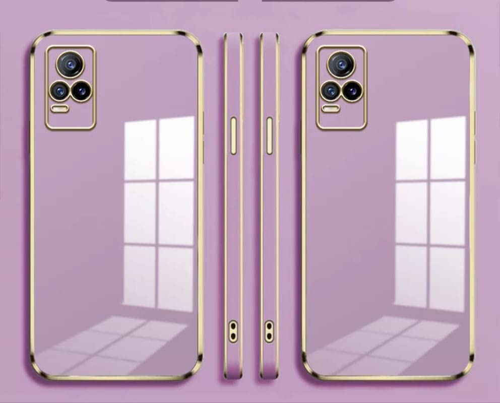 Image of for Vivo V20 Luxury Square Plating Phone Case Solid Color Soft Silicone Back Cover (for Vivo V20, Purple)