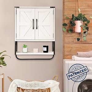 Rustownfarmhousemedicinecabinetwith2barndoorwoodwallmountedstoragecabinetwithadjustableshelfandtowelbar3tierbathroomcabinetforbathroomlivingroomvintagewhitemedium Urban Country Home Decor Rustown farmhouse medicine cabinet with 2 barn door wood wall mounted storage cabinet with adjustable shelf and towel bar 3 tier bathroom cabinet for bathroom living roomvintage white medium urban country home decor