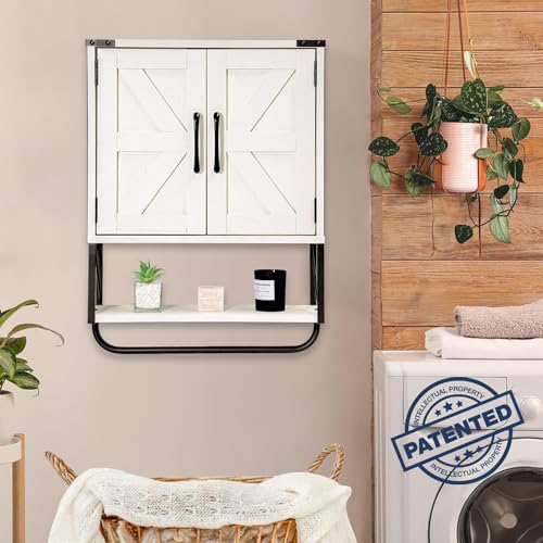 Rustownfarmhousemedicinecabinetwith2barndoorwoodwallmountedstoragecabinetwithadjustableshelfandtowelbar3tierbathroomcabinetforbathroomlivingroomvintagewhitemedium Urban Country Home Decor Rustown farmhouse medicine cabinet with 2 barn door wood wall mounted storage cabinet with adjustable shelf and towel bar 3 tier bathroom cabinet for bathroom living roomvintage white medium urban country home decor