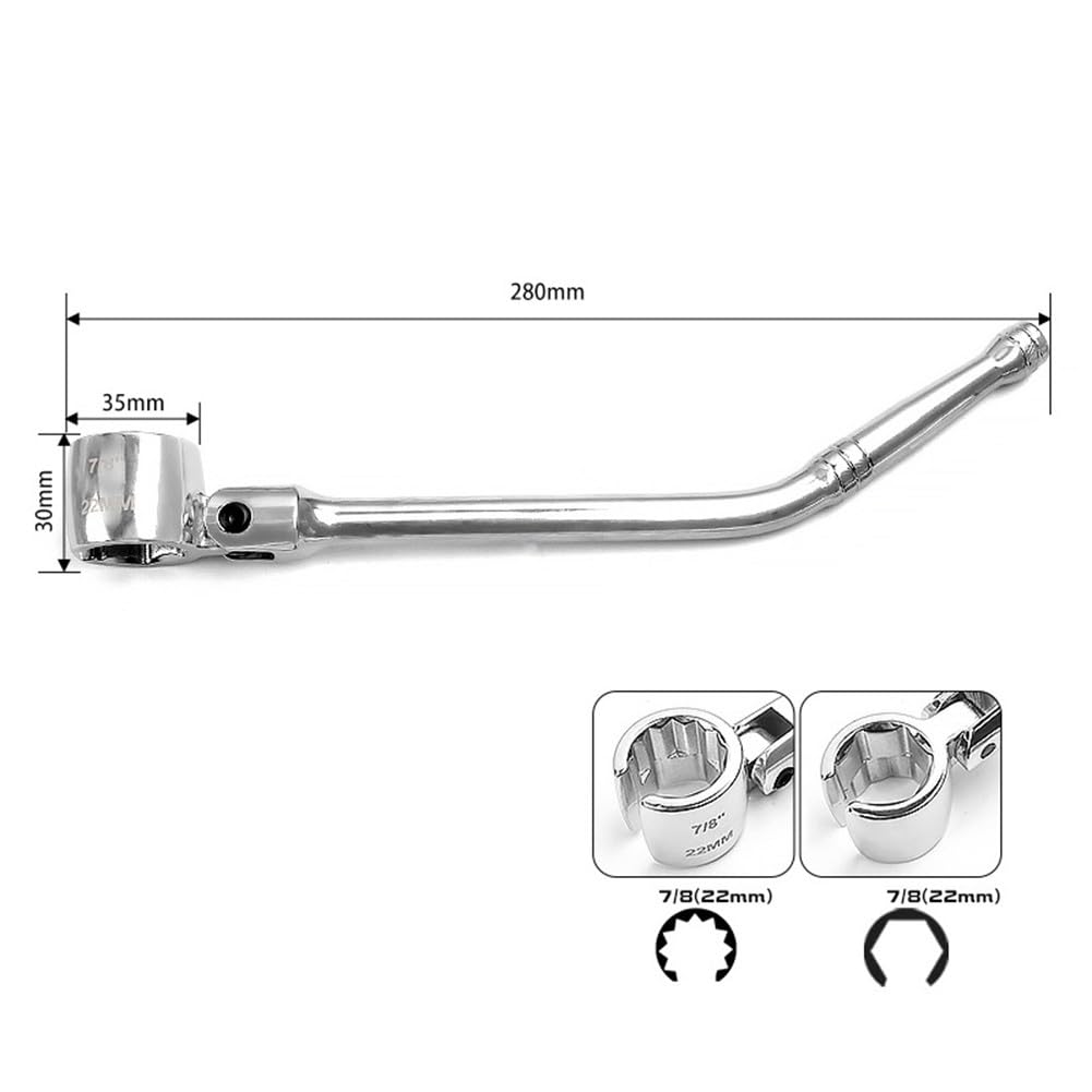 Clé à capteur lambda 22 mm en acier au chrome vanadium orientable à 180° poignée ergonomique outil pour démonter et installer les sondes lambda Argenté